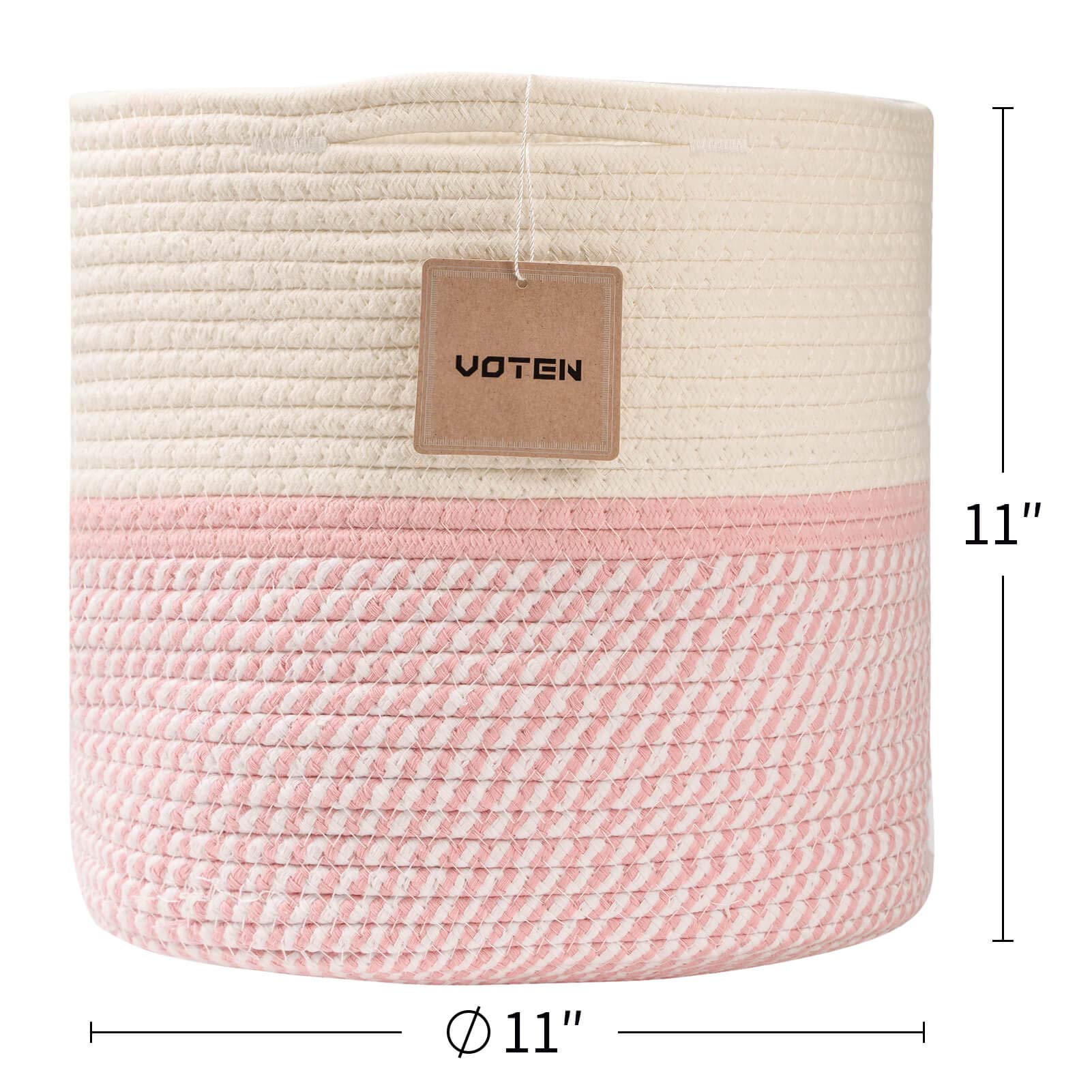 Voten Cube Storage Baksets Bins 11X11 Fit 12X12 Organizer Bookcases Shelving,Stylish&Durable Woven Cotton Basket Containers For